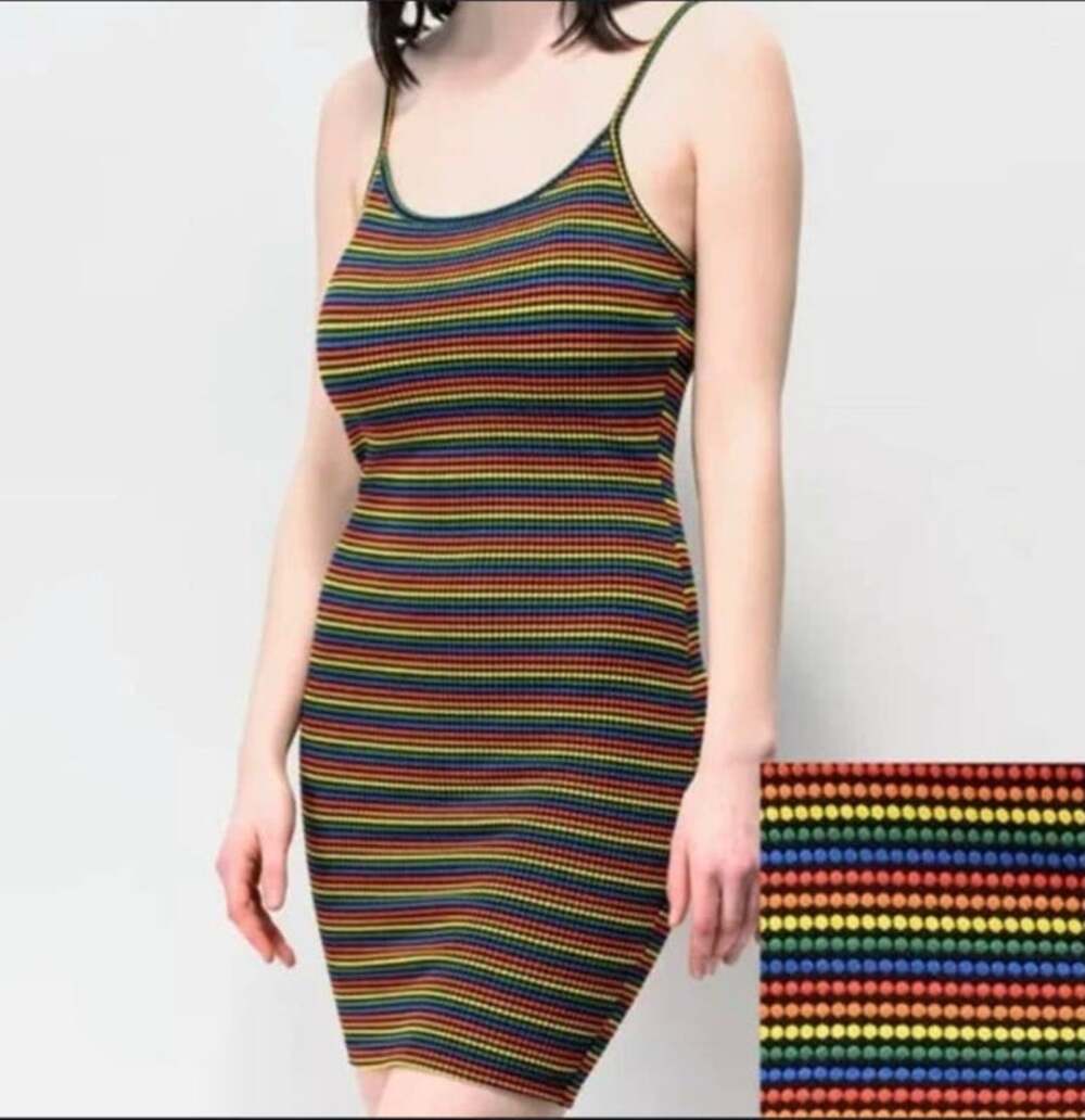 Luna Chix Rainbow Striped Bodycon Dress Size S